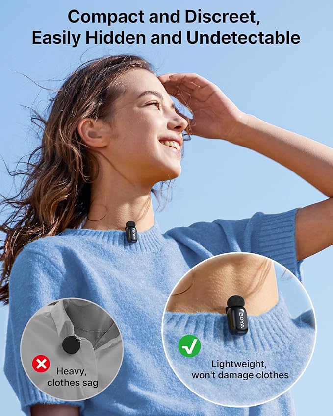 BOYA mini Wireless Lavalier Microphone for Android/Tablets/PC with USB C Plug,Noise Reduction,30H Battery Life with Charging Case,AI Voice Changer,Lapel Microphone Wireless for Video Recording Podcast