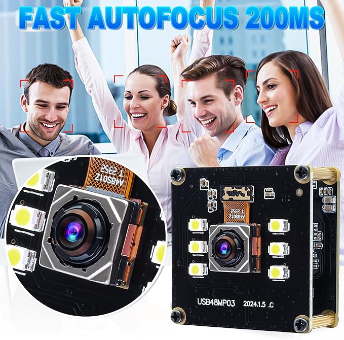 ELP 48MP Autofocus USB Camera with Day & Night Vision - Webcam for Computer & Laser Engraver - Fast Focus - UVC USB2.0