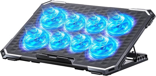 ICE COOREL Laptop Cooling Pad with 8 Cooling Fans, Cooling Pad for Laptop Fan 13-15.6 Inch, Laptop Cooler Stand with 6 Height Adjustable, Notebook Cooler Pad with Two USB Port [2025 Version]