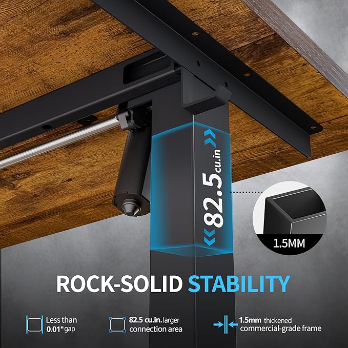 BIZUM Electric Standing Desk, 55" x 24" Height Adjustable Desk, Rustic Brown Sit to Stand Desk Memory Gaming Computer Workstation for Home Office