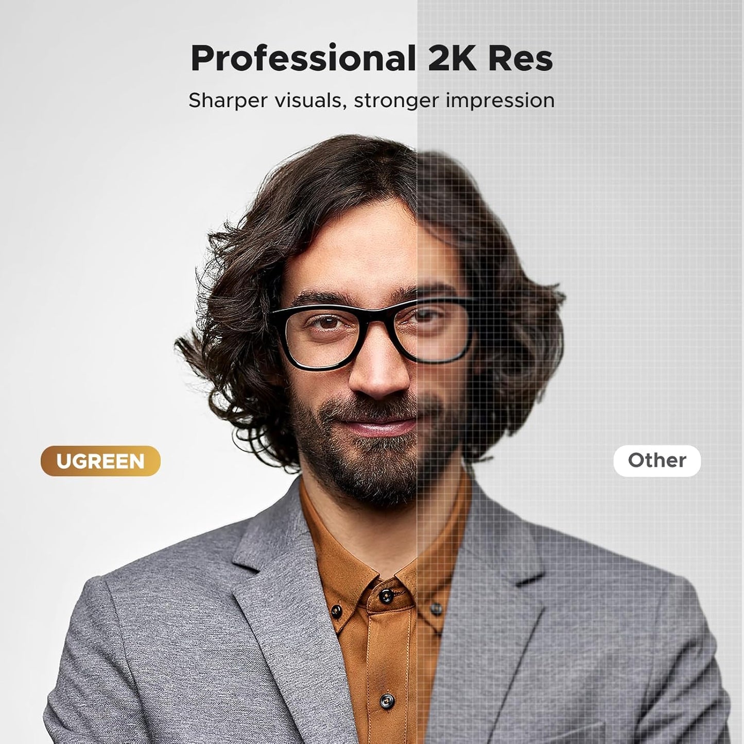 UGREEN 2K Webcam for PC Ultra HD 1080P Computer Webcam with Microphone, PC Camera with Privacy Cover, USB Web Camera for Streaming, Conference, Video Calling, Zoom, Skype, Teams, FaceTime, Silver Grey