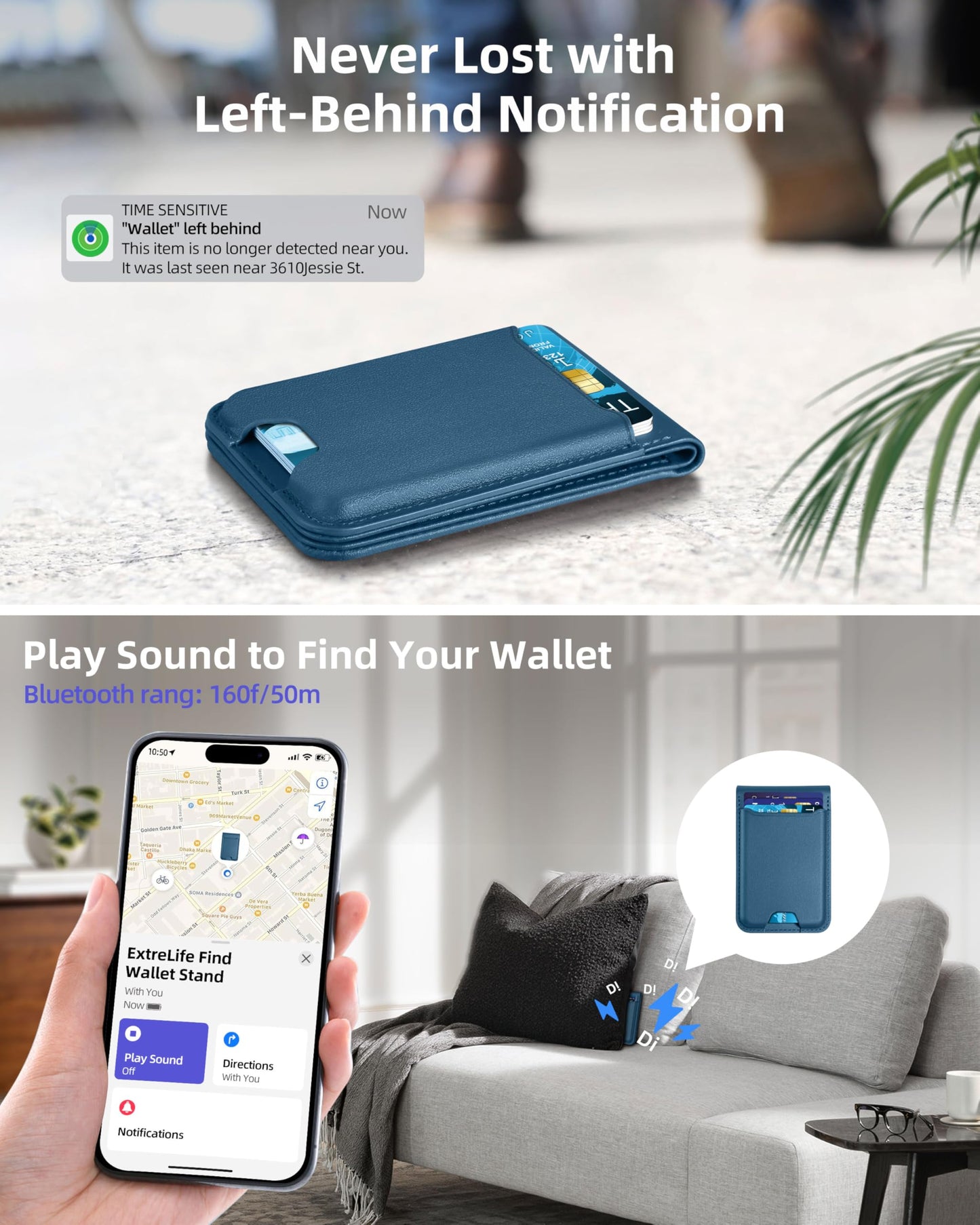 for Magsafe Wallet, Works with Apple Find My, Strongest Magnetic Wallet for iPhone 16/15/14/13/12 Series, for iPhone Walle t with Adjustable Stand, 3 Card Slots, 6 Cards Holder, Vegan Leather, Black