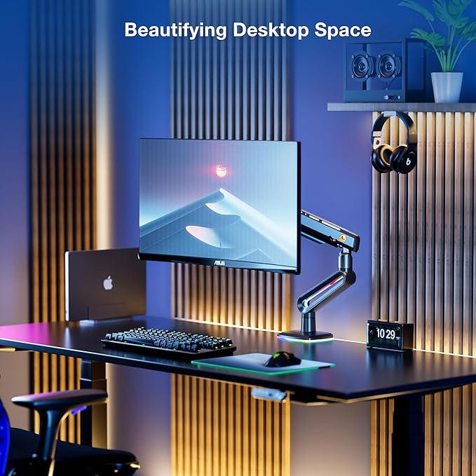 Gaming Monitor Arm for Flat/Ultrawide/Curved Monitors 32 to 60 inch, Heavy Duty Monitor Stand Load up to 20 kg, VESA 75/100 mm Mount G70-New (Grey Black)