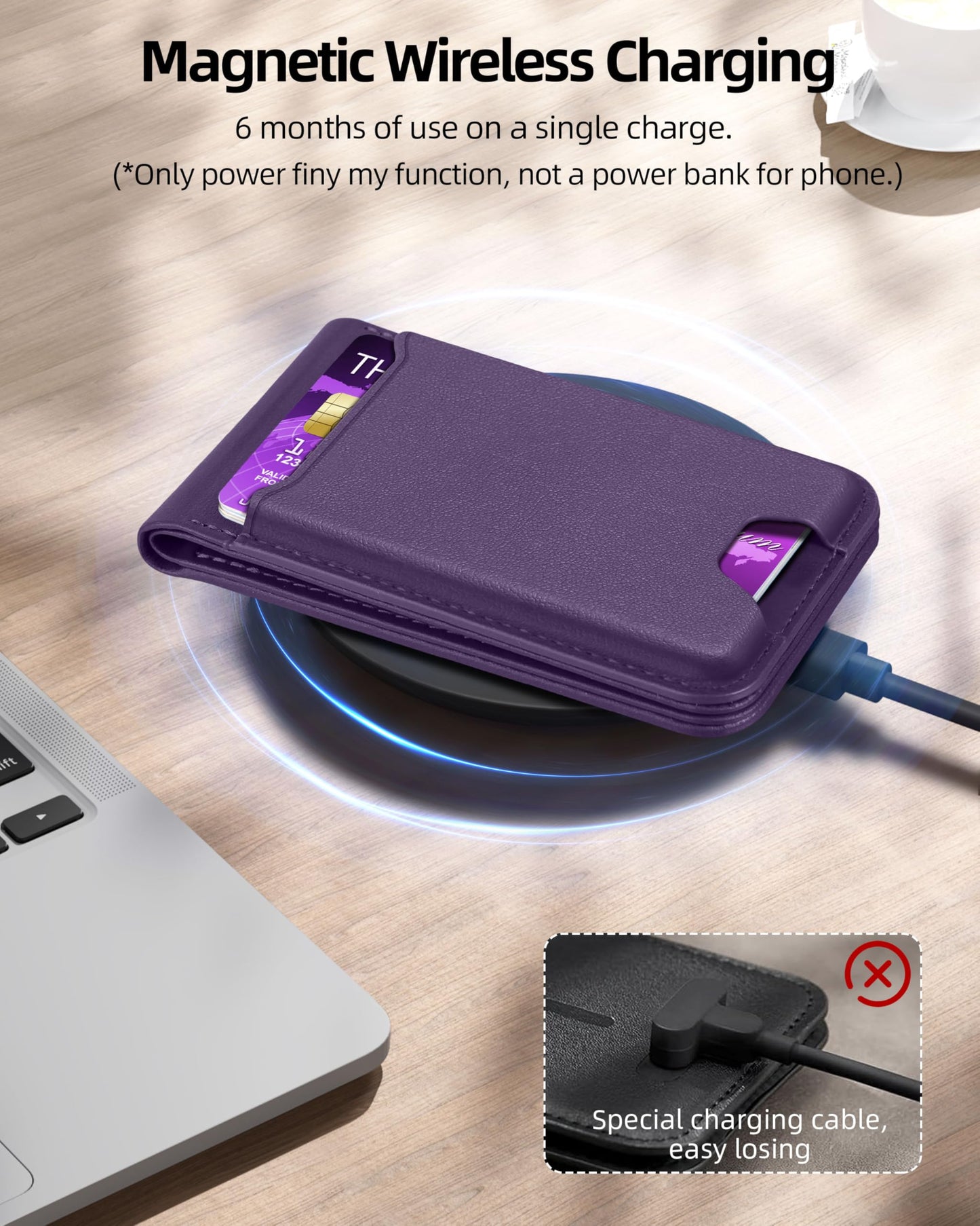 for Magsafe Wallet, Works with Apple Find My, Strongest Magnetic Wallet for iPhone 16/15/14/13/12 Series, for iPhone Walle t with Adjustable Stand, 3 Card Slots, 6 Cards Holder, Vegan Leather, Black