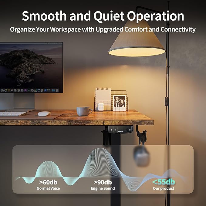 Agilestic Electric Standing Desk, Large 60 x 24 Inches Height Adjustable Desk, Sit Stand up for Work Office Home, Ergonomic Rising Computer Table with Memory Preset, Rustic Brown