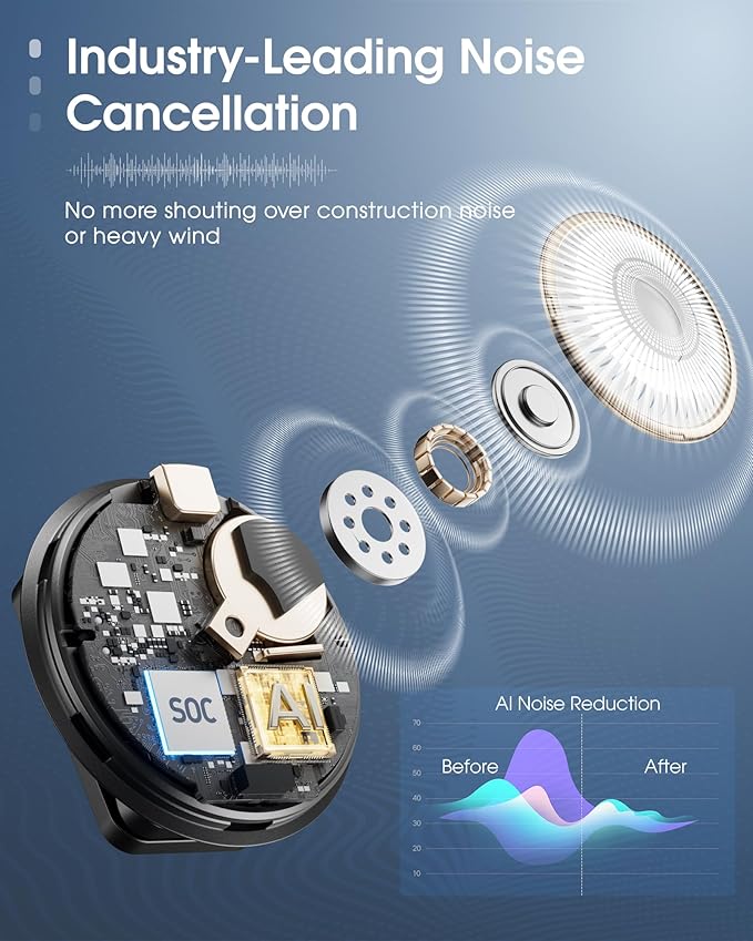 BOYA Omic Wireless Microphone for iPhone/Android with MFi Certified Lightning/USB-C Plug, Noise Reduction, 164ft 30H Battery Life with Charging Case, iPhone Microphone for Video Recording-Black