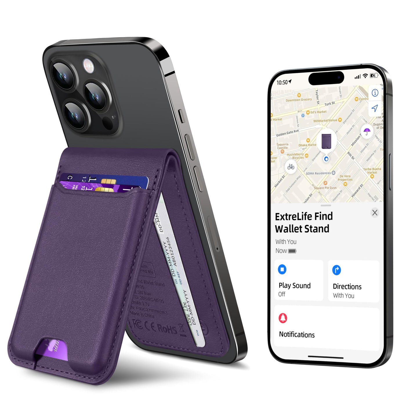 for Magsafe Wallet, Works with Apple Find My, Strongest Magnetic Wallet for iPhone 16/15/14/13/12 Series, for iPhone Walle t with Adjustable Stand, 3 Card Slots, 6 Cards Holder, Vegan Leather, Black