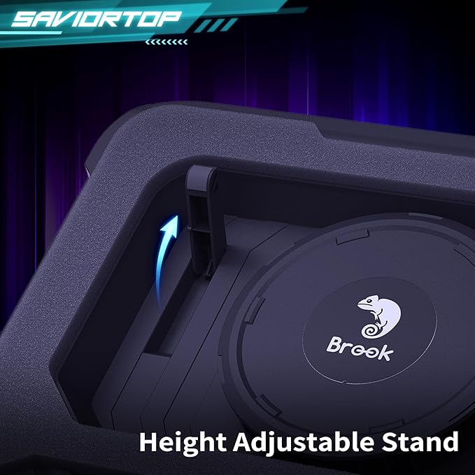 Brook Saviortop Gaming Laptop Cooler, IC Core Cooling Pad with Advanced Turbo Fan, Fast Cooling for Laptops 10-19in, Adjustable Speed, Touch Control, USB-C & USB-A Ports, Compact & Portable Design