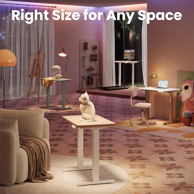 HUANUO Electric Standing Desk, 40 x 24 Inch Height Adjustable Computer Desk with Storage Bag, 4 Height Memory Settings, Sit Stand Up Desk for Home Office, White