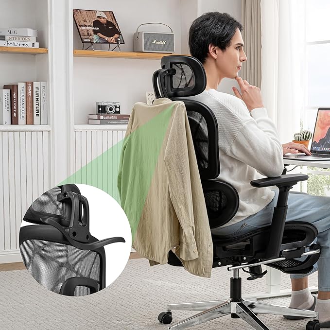 Mesh Ergonomic Office Chair,High Back Mesh Gaming Chair with Lumbar Support,Adjustable Headrest and Armrests for Home Office Desk Chair