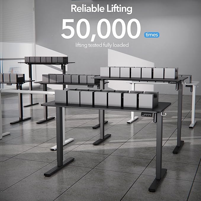 Electric Standing Desk Adjustable Height, 48x24 Inches Sit Stand up Desktop for Home Office, Ergonomic Rising Computer Table with Memory Preset, Black