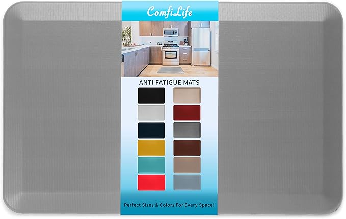 ComfiLife Anti Fatigue Floor Mat – 3/4 Inch Thick Kitchen Mats for Floor, Standing Desk Mat, Kitchen Rug – Comfort at Home, Office – Durable – Stain Resistant – Non-Slip Bottom (20" x 32", Gray)