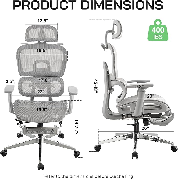 Mesh Ergonomic Office Chair,High Back Mesh Gaming Chair with Lumbar Support,Adjustable Headrest and Armrests for Home Office Desk Chair