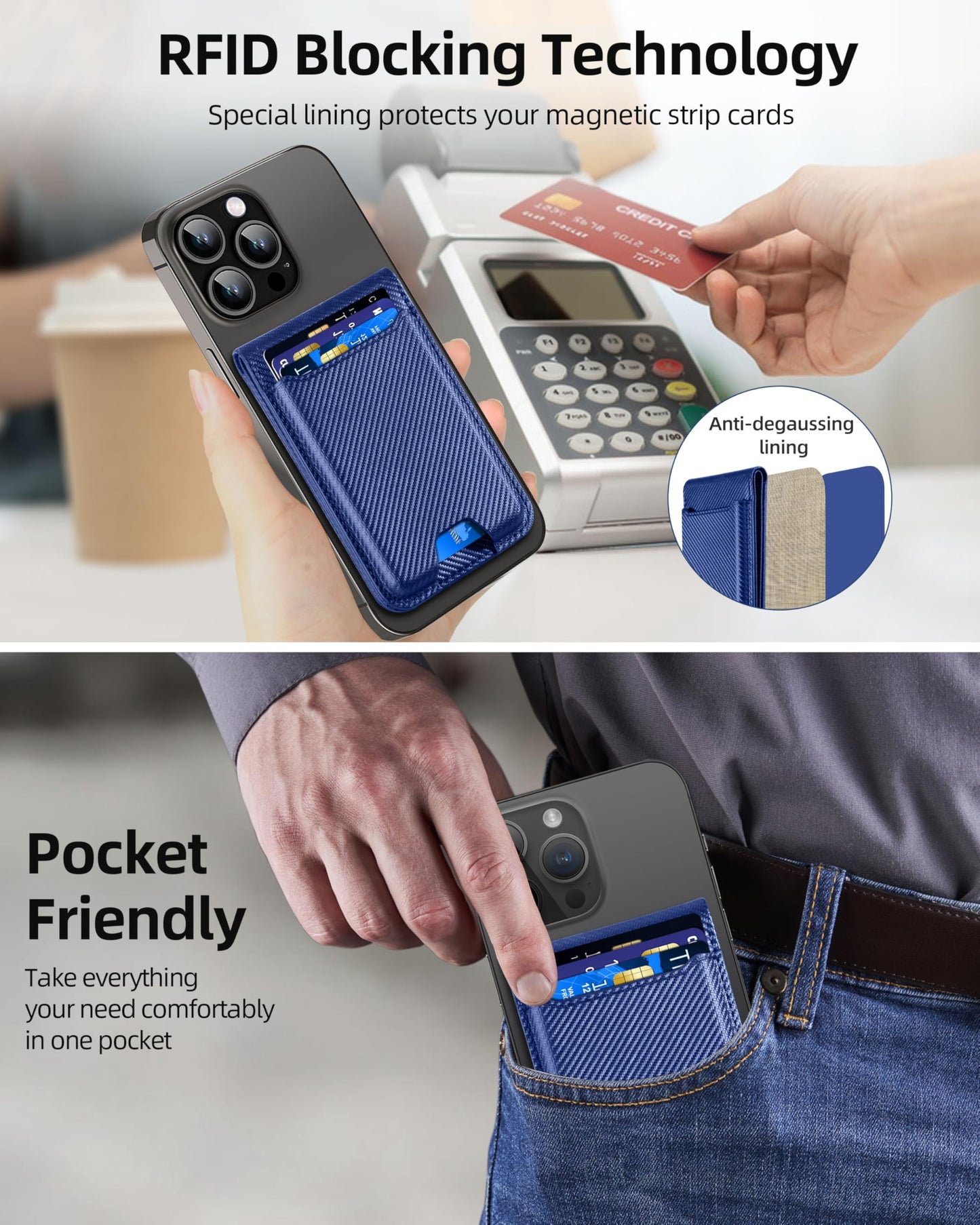 for Magsafe Wallet, Works with Apple Find My, Strongest Magnetic Wallet for iPhone 16/15/14/13/12 Series, for iPhone Walle t with Adjustable Stand, 3 Card Slots, 6 Cards Holder, Vegan Leather, Black