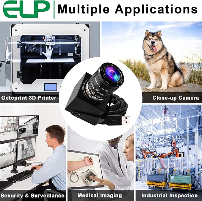 ELP 48MP USB Camera - Manual Zoom Webcam for Computer & Laser Engraver - 3.6-10mm 3X Zoom - UVC USB2.0 Close-up Camera for PC & Jetson Nano, RaspberryPi