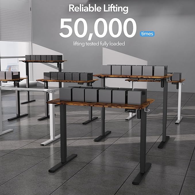 Electric Standing Desk Adjustable Height, 40x24 Inches Sit Stand up Desktop for Home Office, Ergonomic Rising Computer Table with Memory Preset, Rustic Brown