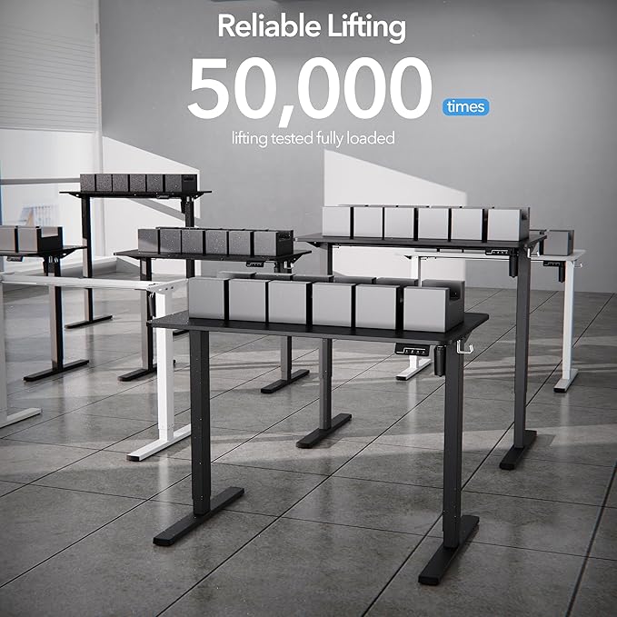 Electric Standing Desk Adjustable Height, 40x24 Inches Sit Stand up Desktop for Home Office, Ergonomic Rising Computer Table with Memory Preset, Black