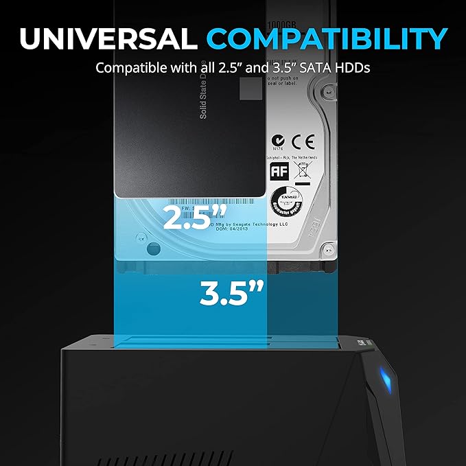 SABRENT USB 3.0 to SATA I/II/III Dual Bay External Hard Drive Docking Station for 2.5 or 3.5in HDD, SSD with Hard Drive Duplicator/Cloner Function [20+TB Support] (EC-HD2B)