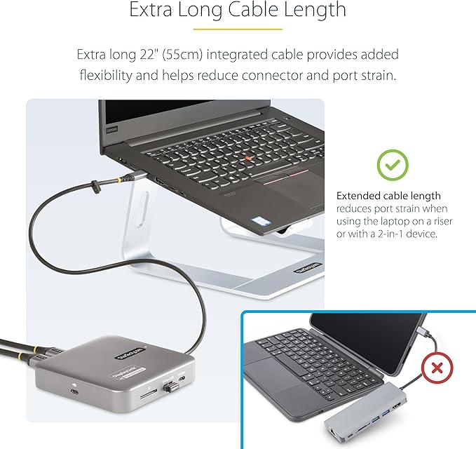 StarTech.com 7-in-1 USB-C DisplayLink Docking Station, Dual Monitor 4K 60Hz HDMI Hub for MacBook (M1/M2/M3/M4) and Windows, USB-A/USB-C 10Gbps Hub, 100W Power Delivery, Charging Dock