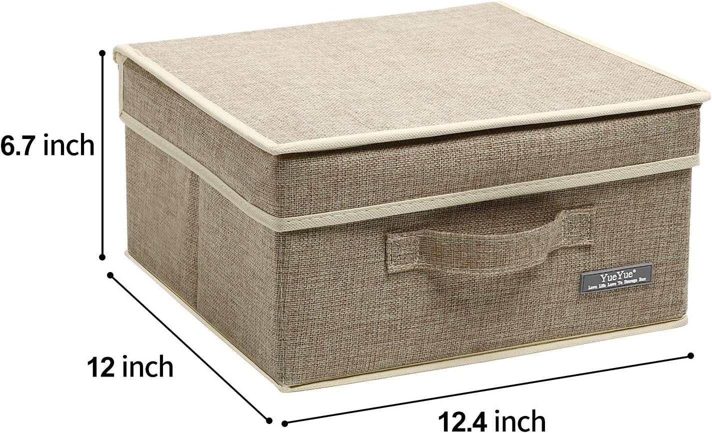YueYue Foldable Fabric Closet Organizer Bins Box Storage - 2 Pack 12.4 X 12 X 6.7 Inch Storage Bins With Lids Boxes Linen - Bins Storage Box Collapsible Cloth Pack Lid