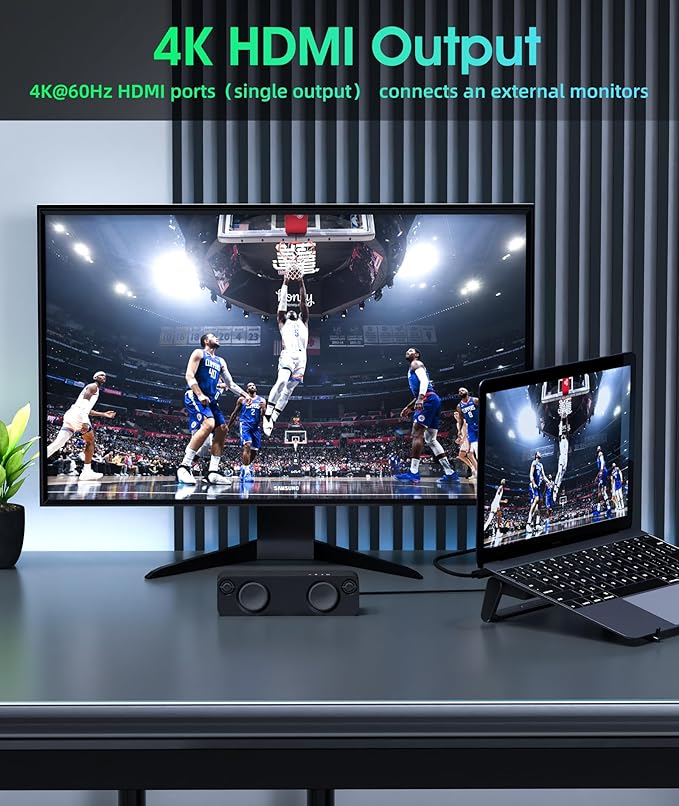 BoYata USB-C Laptop Docking Stand, 9 in 1 Aluminum USB C Dock Tablet Stand with 4K HDMI, 3 USB 3.0, PD 100W, Portable Docking Station for MacBook Pro/Air/Dell/HP/Surface/Lenovo, Plug and Play