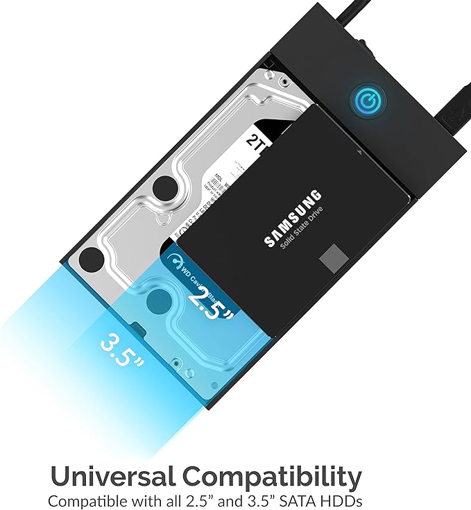 SABRENT USB 3.0 Enclosure for 2.5” & 3.5” SATA HDD/SSD – Tool-Free, UASP, LED Indicator, Plug & Play, Power Adapter & Cable Included – External Hard Drive Case for Windows/macOS/Linux (EC-KSL3)