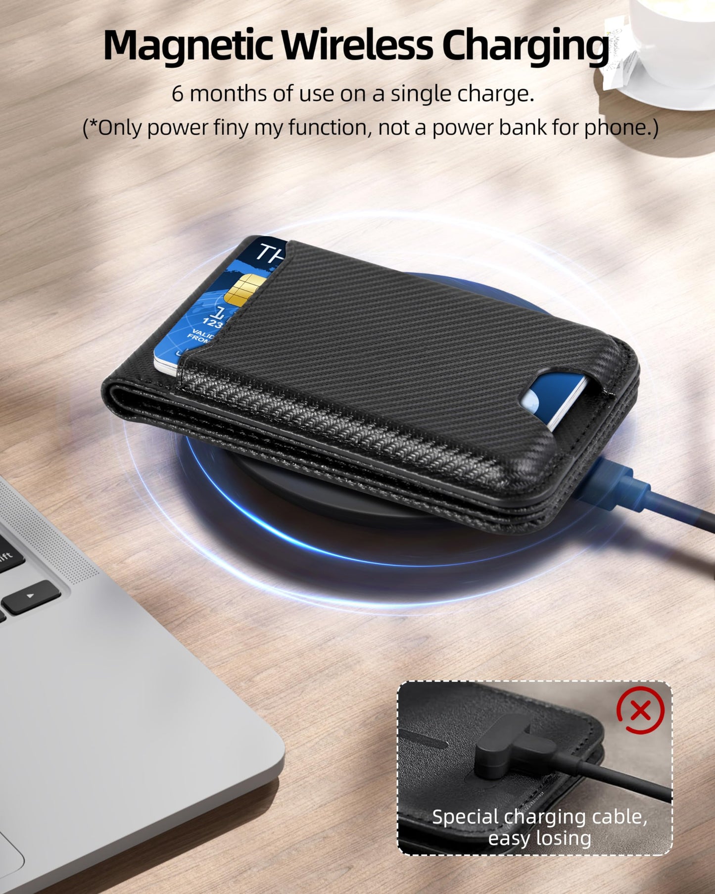 for Magsafe Wallet, Works with Apple Find My, Strongest Magnetic Wallet for iPhone 16/15/14/13/12 Series, for iPhone Walle t with Adjustable Stand, 3 Card Slots, 6 Cards Holder, Vegan Leather, Black
