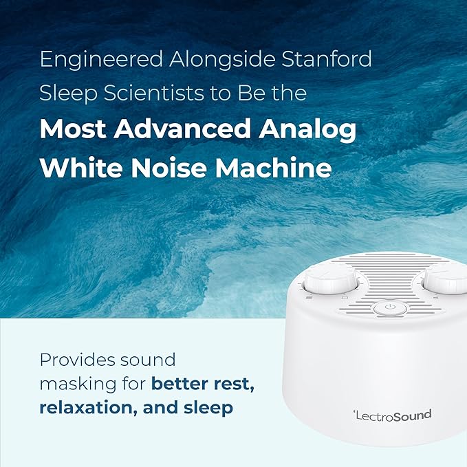 Adaptive Sound Technologies Lectro Sound 2 White Noise Machine - Simple Machine for Nursery or Bedroom - Non-Looping, Warm White Noise for Soothing Sleep - for All Ages - White