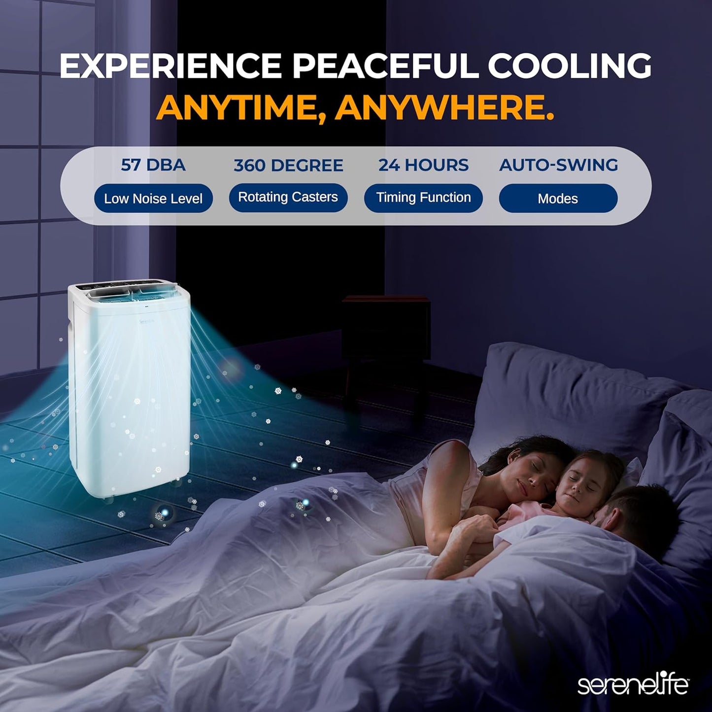 SereneLife Small Air Conditioner Portable 14,000 BTU with Built-in Dehumidifier - Portable AC unit for rooms up to 650 sq ft - Remote Control, Window Mount Exhaust Kit