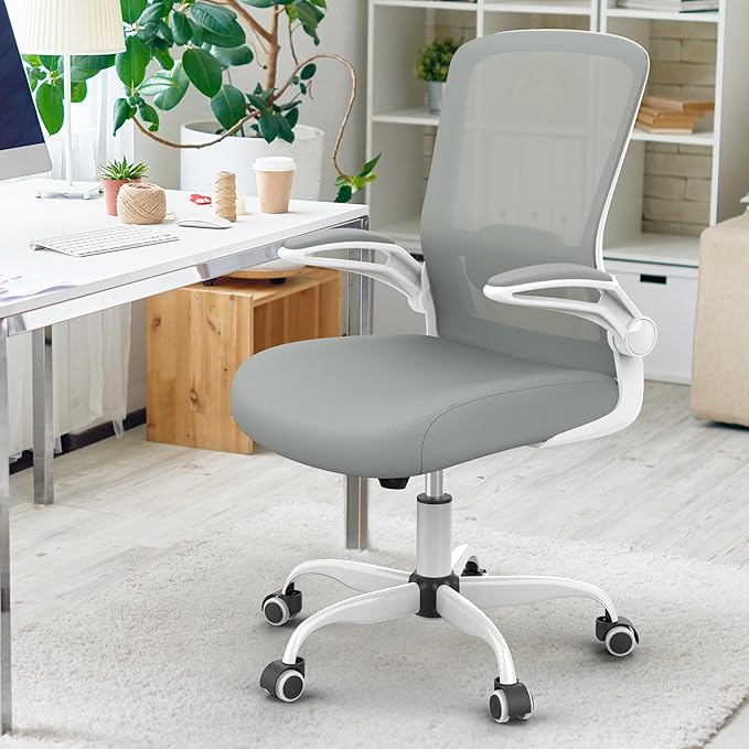Mimoglad Ergonomic High Back Mesh Office Chair, Adjustable Lumbar Support, Thickened Seat Cushion (Modern, Moon Gray)