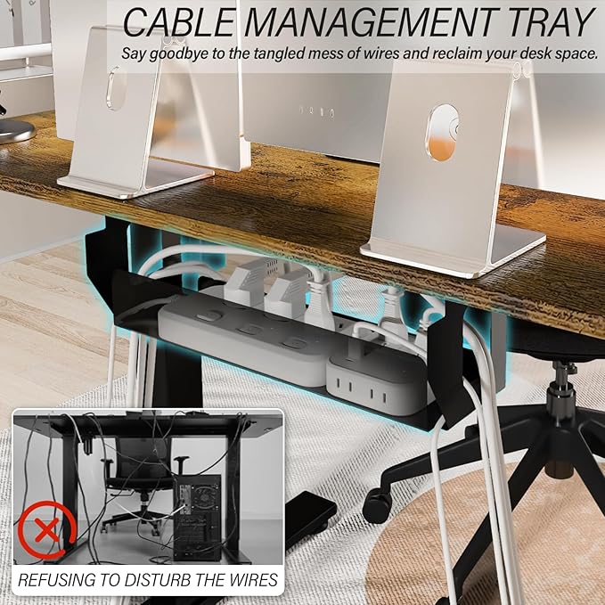 Kingant Standing Desk Height Adjustable Small Electric Stand Up Desks [35 x 20 Inch] - Ergonomic Sit Stand Desk Rising Desks for Home Office Computer Desk Stand Desk Workstation with Cable Management