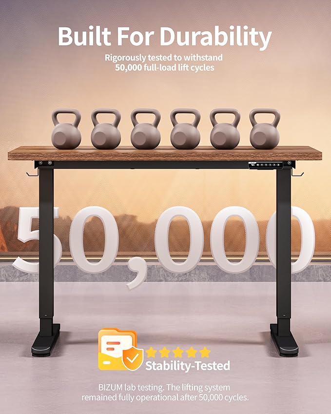 BIZUM Standing Desk Electric Adjustable Computer Desk-Stand up Desk Office Gaming Home Office Memory Desks 48x24 inches Wild Walnut