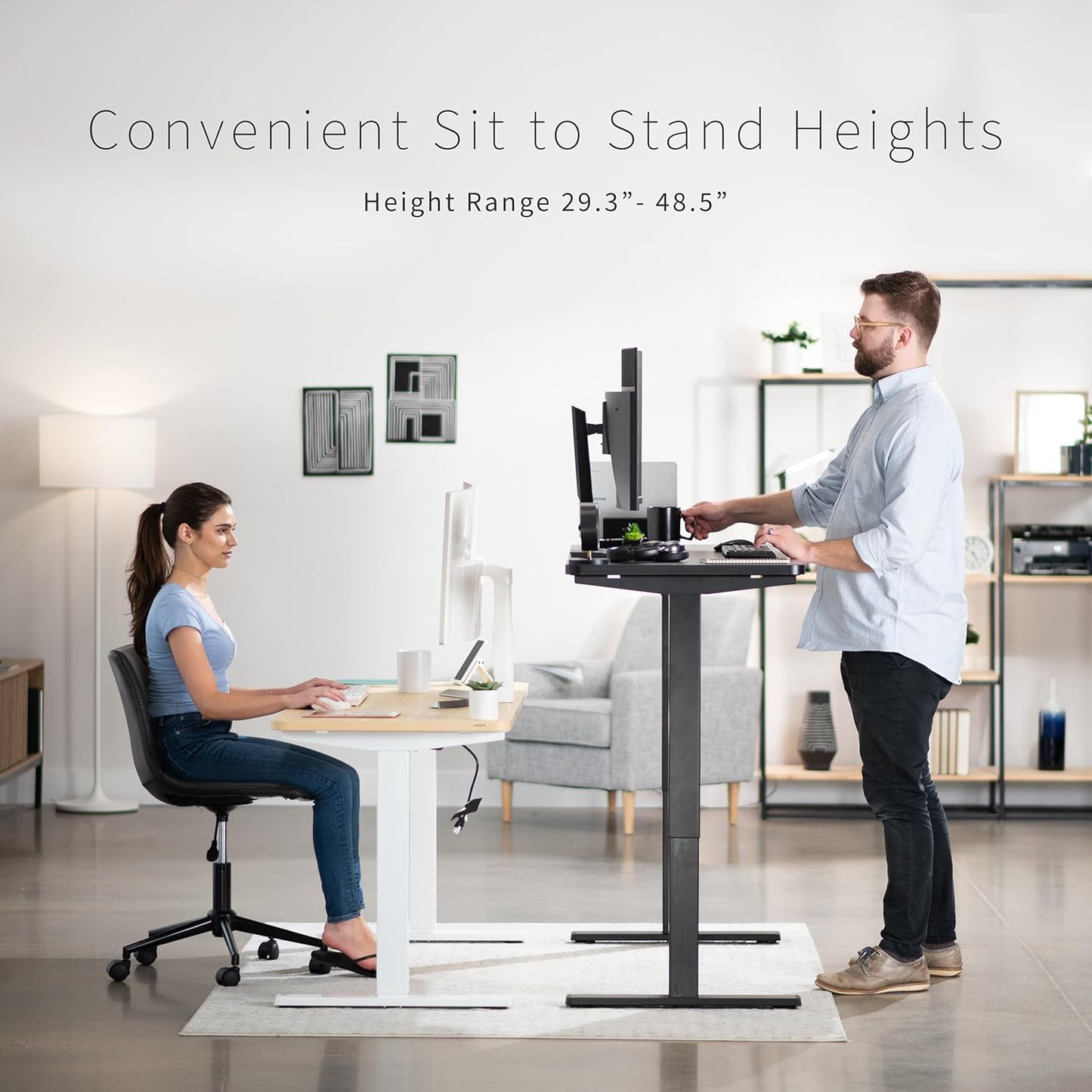VIVO Electric 60 x 24 in Standing Desk, Memory Height Adjustment, 1B Series, One-Piece Dark Gray Top, Black Frame, DESK-KIT-1B6G