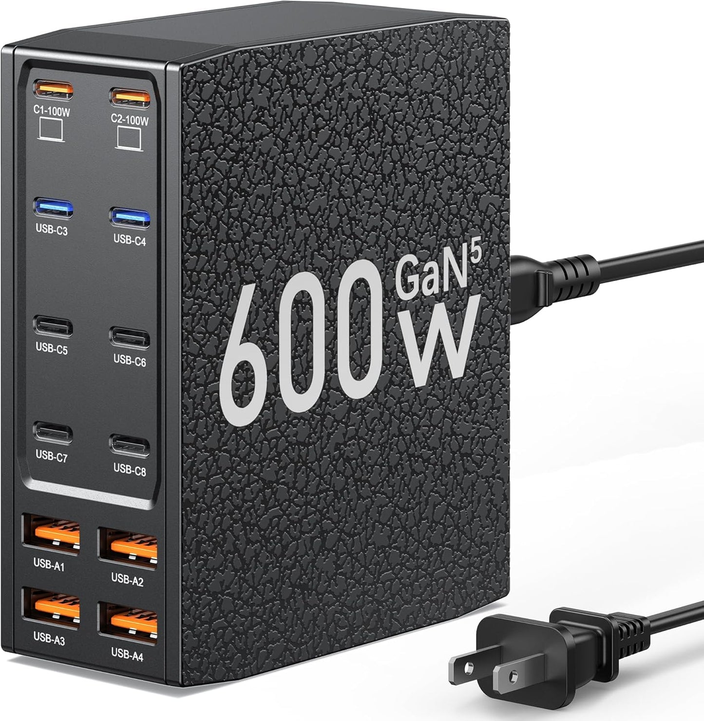 Charging Station (600W),12-Port USB C Charger Block with Dual 100W PD USB-C Fast Charging Station Hub for MacBook Pro/Air/All iPad iPhone 17/16 15/14/13/Pro Max/Samsung Galaxy Note (Black)