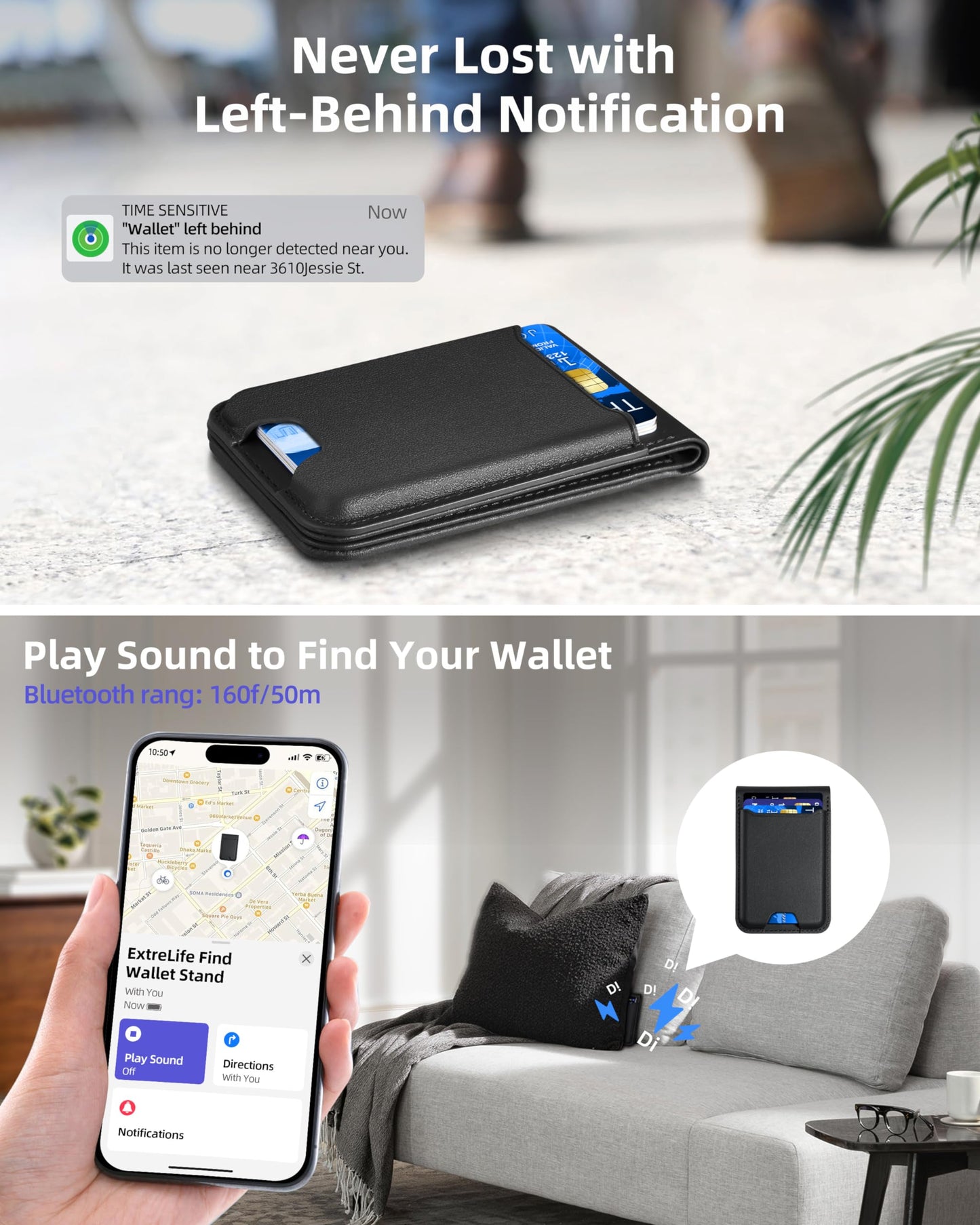 for Magsafe Wallet, Works with Apple Find My, Strongest Magnetic Wallet for iPhone 16/15/14/13/12 Series, for iPhone Walle t with Adjustable Stand, 3 Card Slots, 6 Cards Holder, Vegan Leather, Black