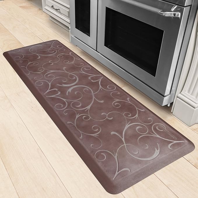 WellnessMats Bella Collection Anti-Fatigue Floor Mat, Polyurethane – Ergonomic Support Pad for Home, Kitchen, Garage, Office Standing Desk – Water Resistant - Made in USA