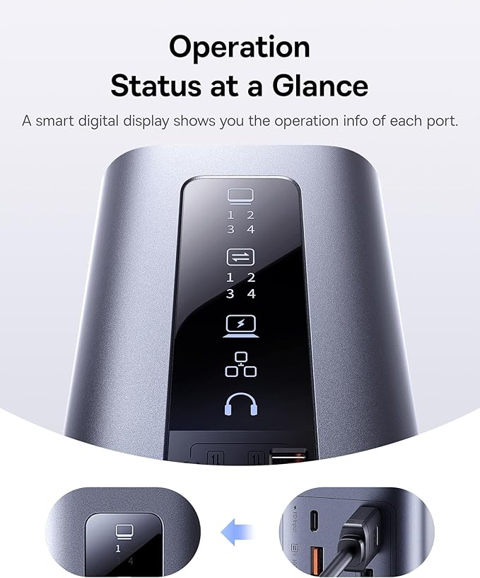 Baseus Laptop Docking Station, 11 in 1 Triple 4K Display HDMI/DP, 10Gbps USB A/C Fast Data, PD 100W, Ethernet, Audio, USB C Docking Station for Windows/Dell/HP/Lenovo/Asus/Acer/Mac (Include Charger)