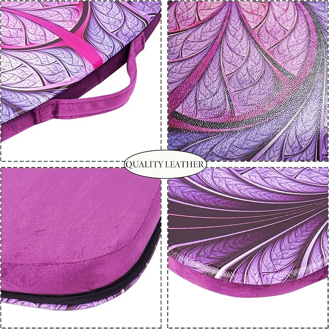 Lap Laptop Desk - Portable Lap Desk with Pillow Cushion, Fits up to 15.6 inch Laptop for Home Office Students Use as Computer Laptop Stand, Book Tablet(1-Purple Flower)