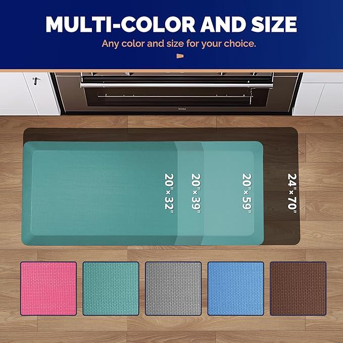 FEATOL Anti Fatigue Mat Floor Mat, Extra Thick Standing Office Desk Mat Memory Foam Cushioned Anti Fatigue Ergonomic Kitchen Mats Comfort Standing Pad NOT PVC 9/10 Inch Thick (Green, 20x59x9/10-Inch)