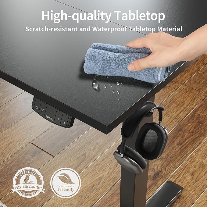 Agilestic Electric Standing Desk, Large 63 x 24 Inches Height Adjustable Desk, Sit Stand up for Work Office Home, Ergonomic Rising Gaming Computer Table with Memory Preset, Black