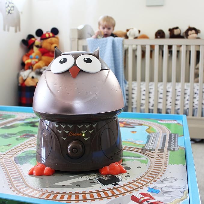 Crane Animal Humidifier for Bedroom, Ultrasonic Cool Mist for Baby Nursery, Adjustable Settings, Auto Shut-Off, Owl