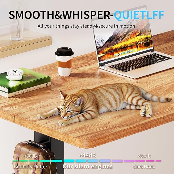 Electric Standing Desk, 55x24 inches Height Adjustable Desk, Sit to Stand Desks Memory Gaming Computer Workstation for Home Office, Light Rustic Brown