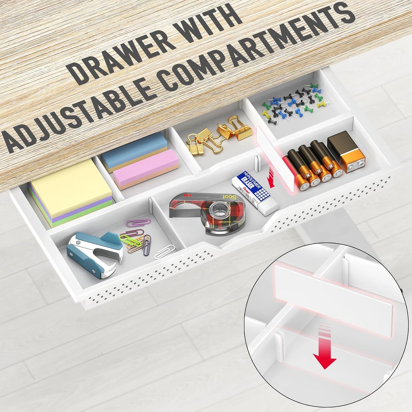 SHW 40-Inch Electric Height Adjustable Standing Desk with Drawer, Memory Preset and Cable Management Tray, Maple