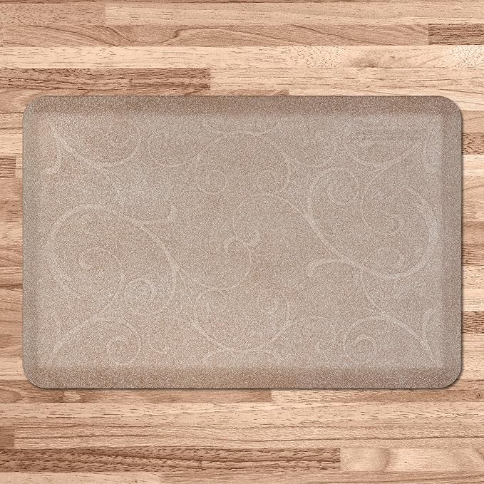 WellnessMats Bella Collection Anti-Fatigue Floor Mat, Polyurethane – Ergonomic Support Pad for Home, Kitchen, Garage, Office Standing Desk – Water Resistant - Made in USA