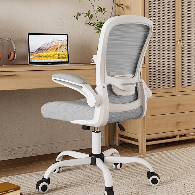 Mimoglad Ergonomic High Back Mesh Office Chair, Adjustable Lumbar Support, Thickened Seat Cushion (Modern, Moon Gray)