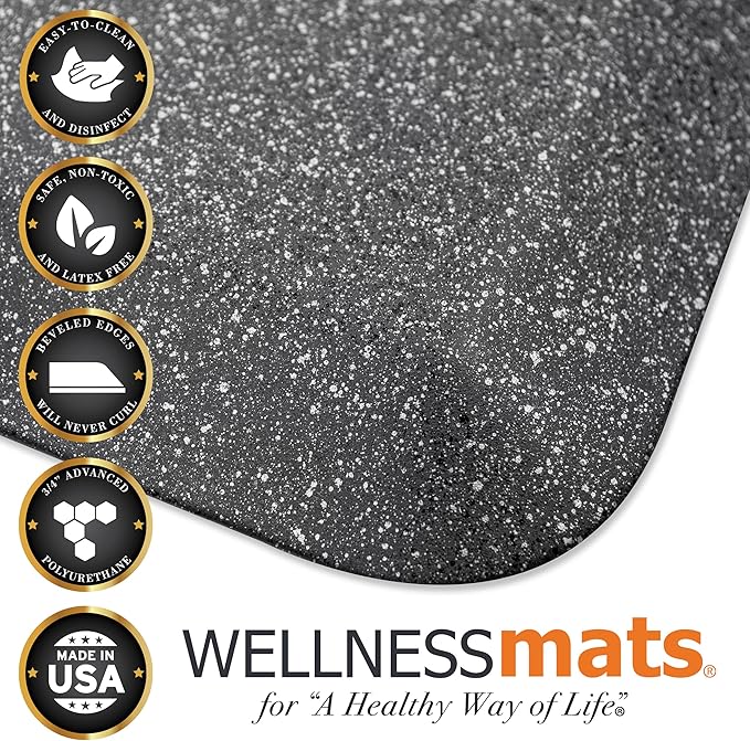 WellnessMats Granite Collection Anti-Fatigue Floor Mat, Polyurethane – Ergonomic Support Pad for Home, Kitchen, Garage, Office Standing Desk – Water Resistant - Made in USA