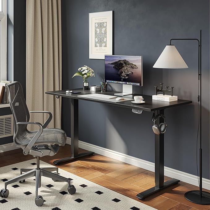 Agilestic Electric Standing Desk, Large 63 x 24 Inches Height Adjustable Desk, Sit Stand up for Work Office Home, Ergonomic Rising Gaming Computer Table with Memory Preset, Black