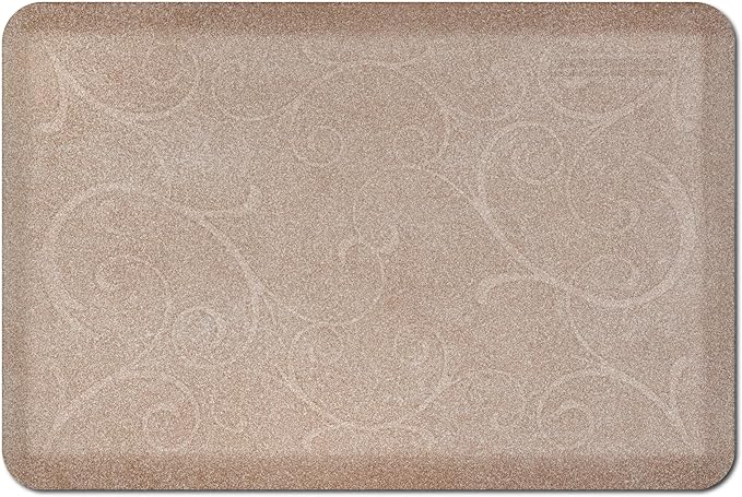 WellnessMats Bella Collection Anti-Fatigue Floor Mat, Polyurethane – Ergonomic Support Pad for Home, Kitchen, Garage, Office Standing Desk – Water Resistant - Made in USA