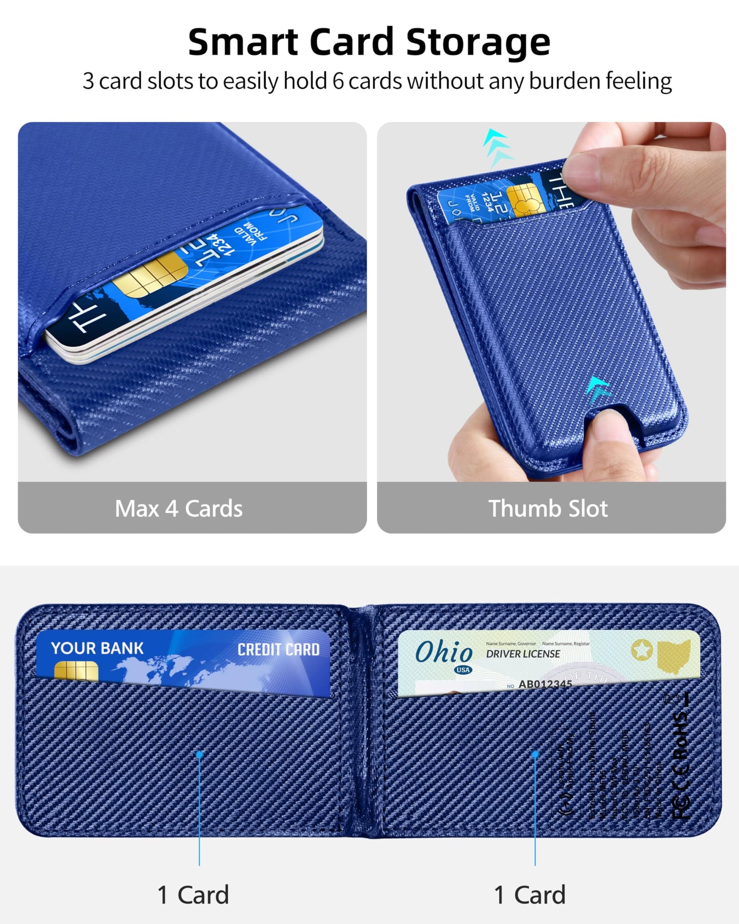 for Magsafe Wallet, Works with Apple Find My, Strongest Magnetic Wallet for iPhone 16/15/14/13/12 Series, for iPhone Walle t with Adjustable Stand, 3 Card Slots, 6 Cards Holder, Vegan Leather, Black