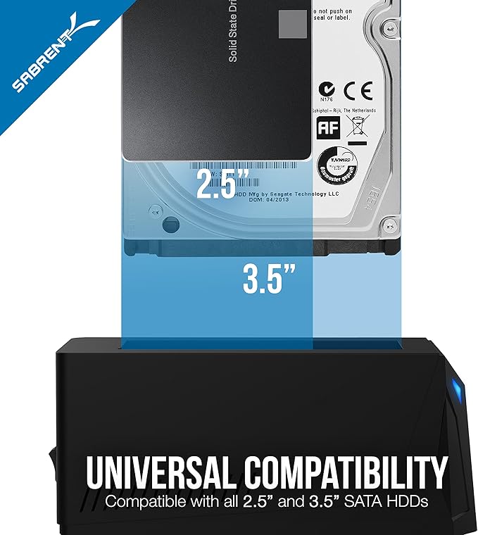 SABRENT USB 3.0 to SATA External Hard Drive Docking Station for 2.5" or 3.5"' HDD, SSD [Support UASP] (EC-UBLB)